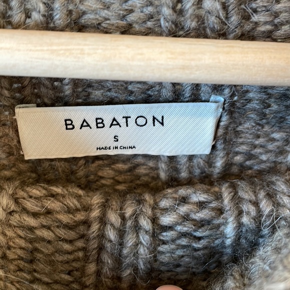 Babaton size S brown wool mock neck sweater - Picture 2 of 5